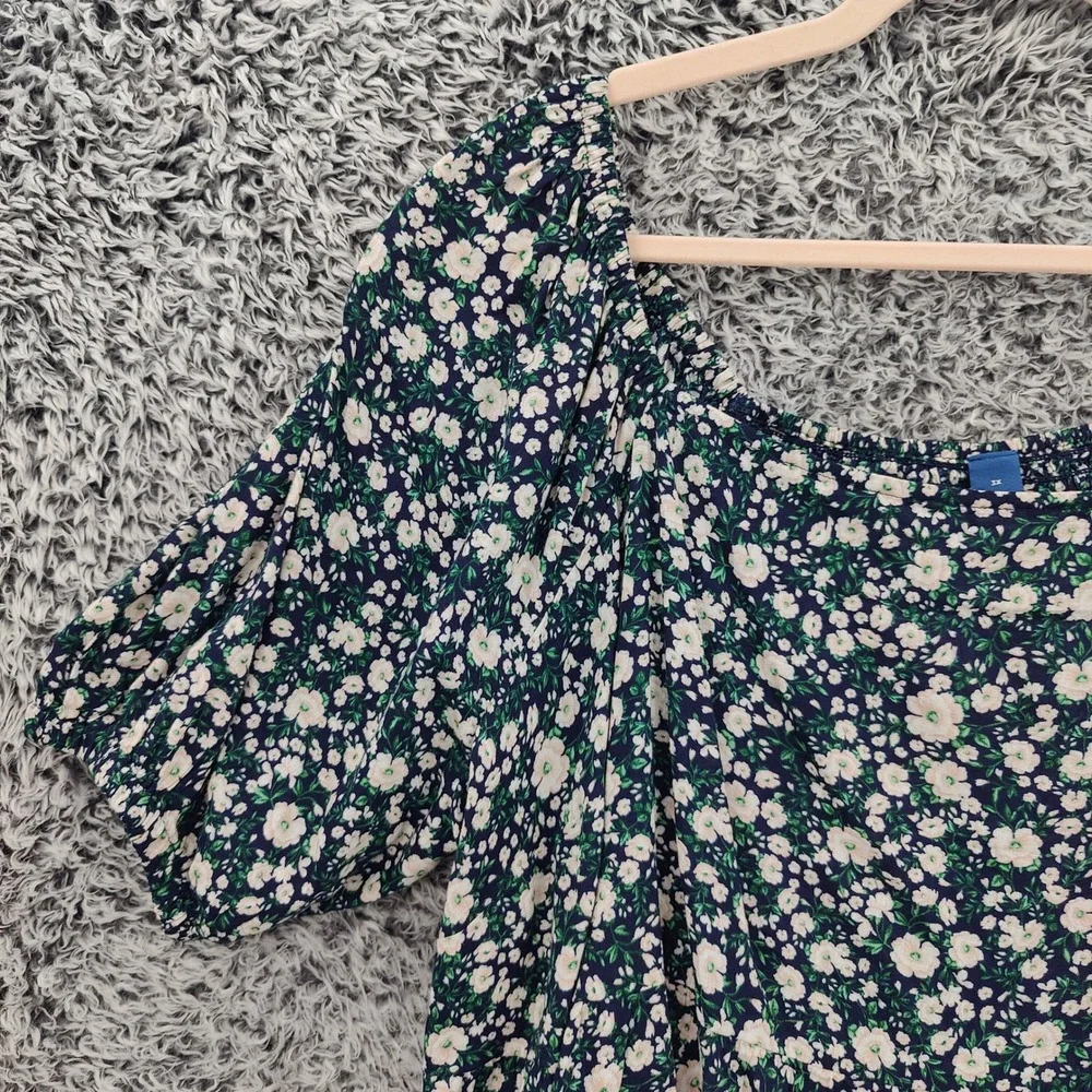 Old Navy Womens Cottagecore Babydoll Peasant Smocked Top 3X Floral Puff Sleeve